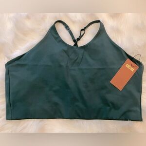 Girlfriend Collective Moss Green Topanga Halter Sports Bra Size 4XL